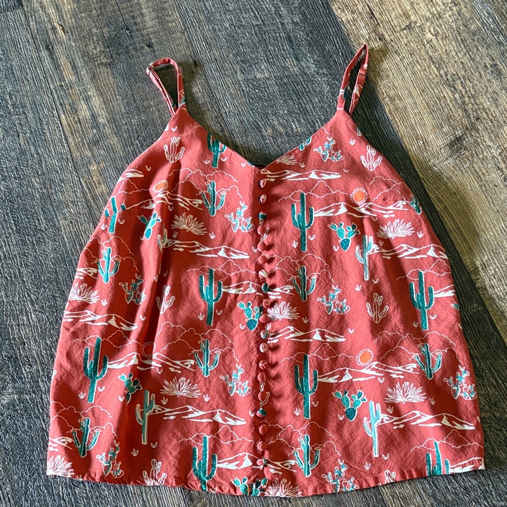 Rock & Roll Cowgirl Terracotta Cactus Camisole